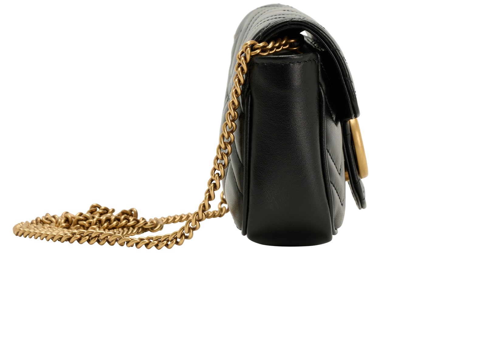 Mini GG Marmont Shoulder Bag, &pound;650, Handbags, Black, Leather, Side view